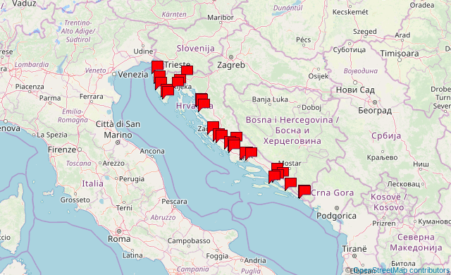 Croatian mainland ferry port map